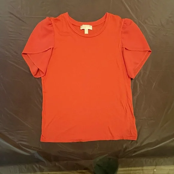 Michael Kors Orange Contrast Flutter Short Sleeve T-Shirt Size XL MSRP $95 - Picture 2 of 8